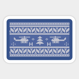 White and Blue Helicopter Aviation Christmas Pattern Sticker